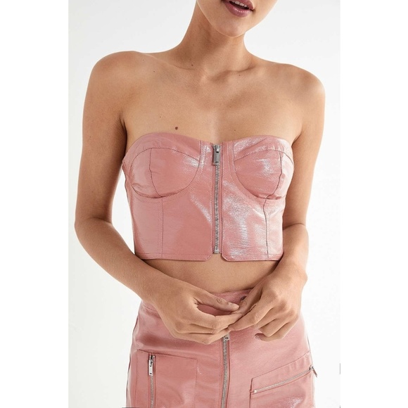 Urban Outfitters Tops - Urban Outfitters Selena Zip Front Patent Bustier